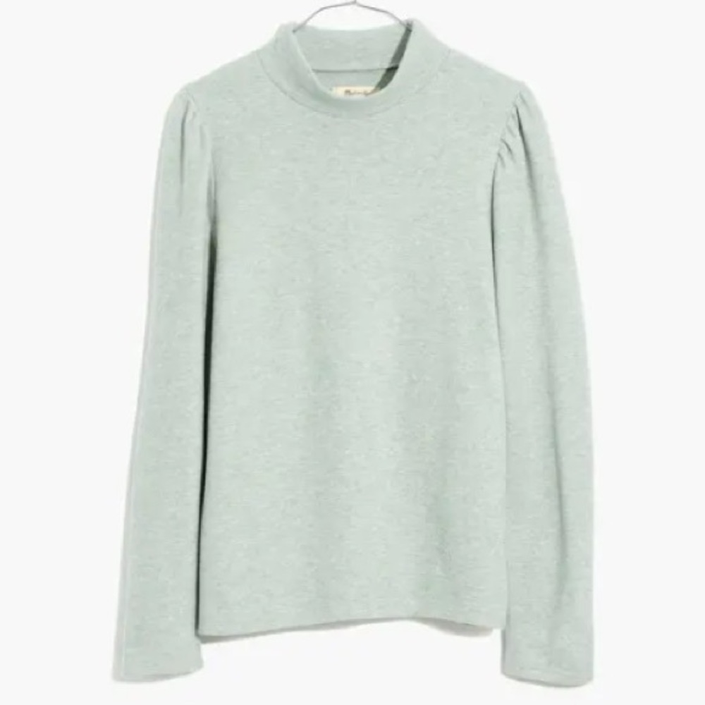 Madewell Women's (Re)sourced Plush Mockneck Puff-Sleeve‎ Top